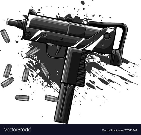 Design Army Uzi Weapon With Bullets Ad Blood Vector Image