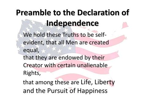 The declaration justified the independence of the united states by listing 27 colonial grievances its original purpose was to announce independence, and references to the text of the declaration as was the custom, congress appointed a committee to draft a preamble to explain the purpose of the. PPT - Preamble to the Declaration of Independence PowerPoint Presentation - ID:2603667