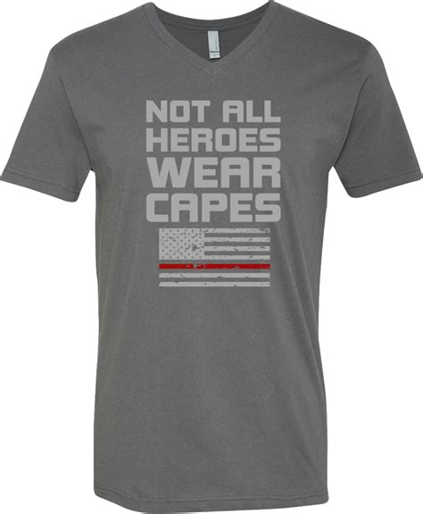 Not All Heroes Wear Capes Firefighter Adult V Neck T Shirt Not All