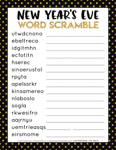 Printable New Years Games We Created This Printable Game For You For Free