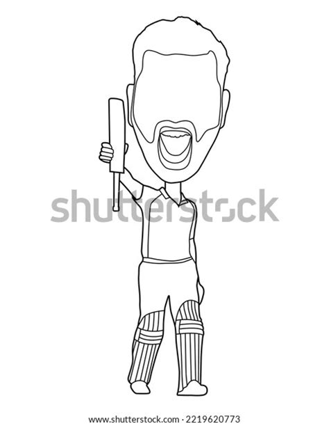 Cricketer Line Art Illustration Vector Art Stock Vector Royalty Free