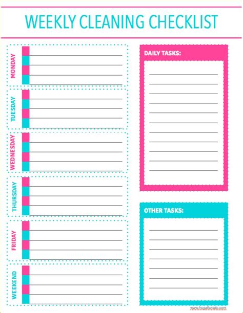 Monthly Cleaning Checklist Outline Templates Weekly Cleaning