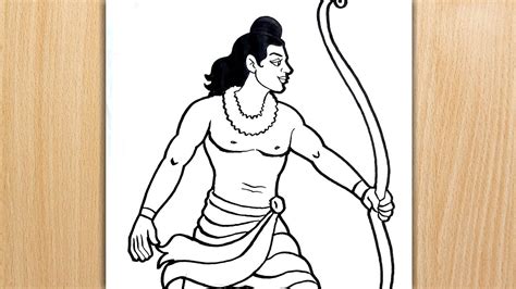 Easy Lord Shree Rama Line Art Drawing For Beginners Shree Ram Drawing