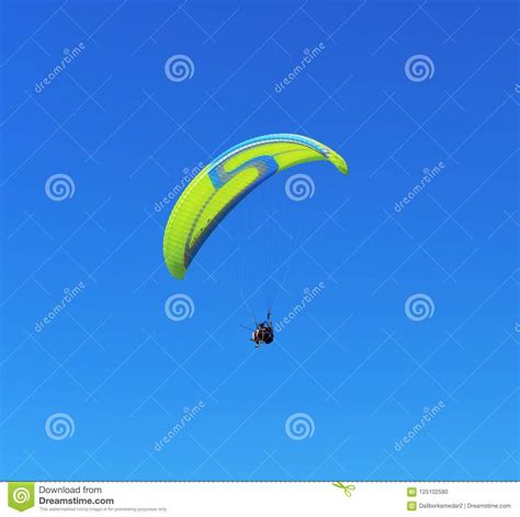 Yellow Blue Paraglider On Blue Sky Editorial Image Image Of