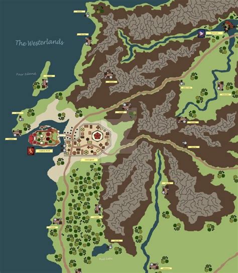 Westeros Map The Westerlands Westeros Map Game Of Thrones Books