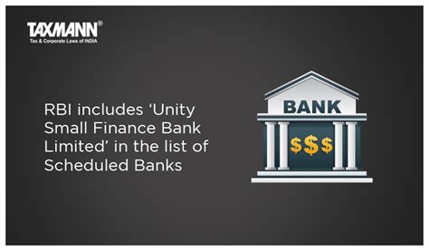 Rbi Includes Unity Small Finance Bank Limited In The List Of