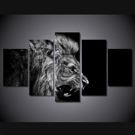 Lions Roar Animal 5 Panel Canvas Art Wall Decor Canvas Storm