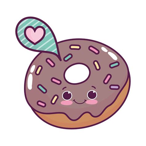 Cute Food Donut Speech Bubble Love Sweet Dessert Kawaii Cartoon