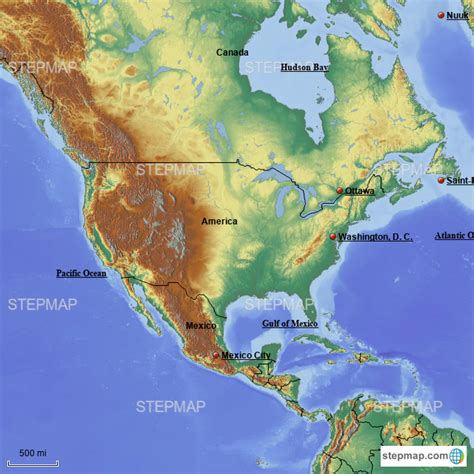 Stepmap Detailed North America Landkarte Für Usa
