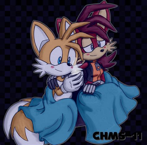 Tails And Fiona Winter Snuggle By Chms 11 On Deviantart