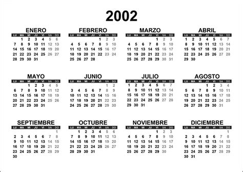 Calendario 2002 Calendariossu