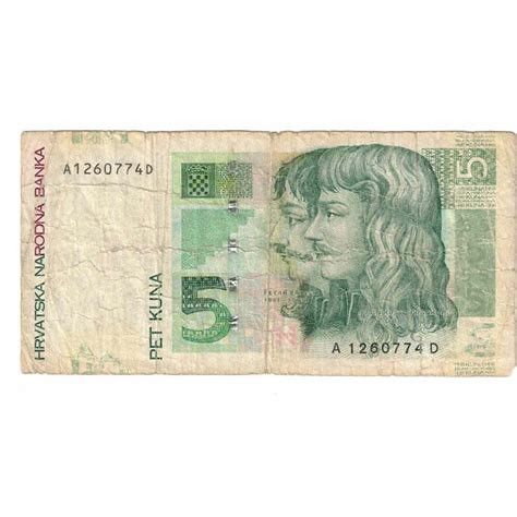 Banknote Croatia 5 Kuna 2001 2001 10 07 Km37 Vf20 25