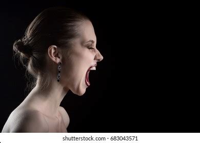 Angry Nude Girl Screaming On Black Stock Photo 683043571 Shutterstock