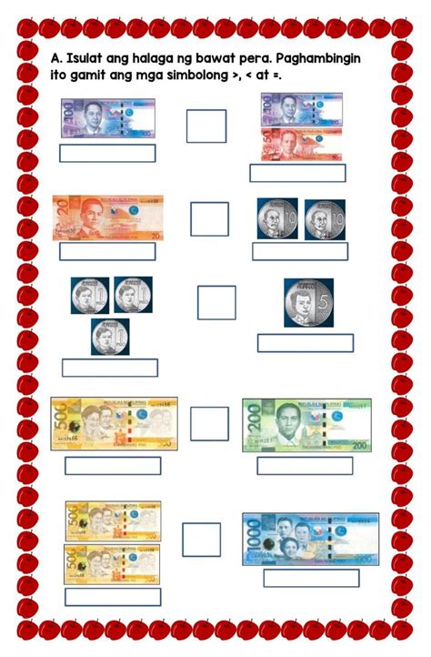 Comparing Philippine Money Worksheet Money Worksheets Math