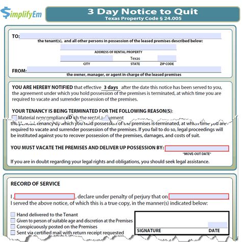 Often a tenant will move out based on the initial notice and nothing further is needed. Texas Notice to Quit