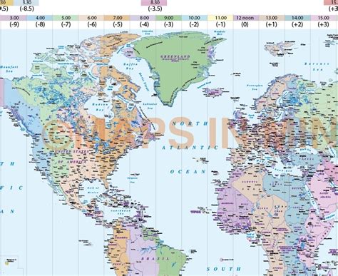Vector World Map Of Time Zones In Illustrator Ai Cs Format Large Scale