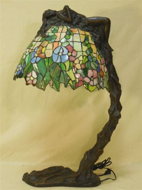Sold At Auction Thomasson Bronze And Stained Glass Art Nouveau Lamp