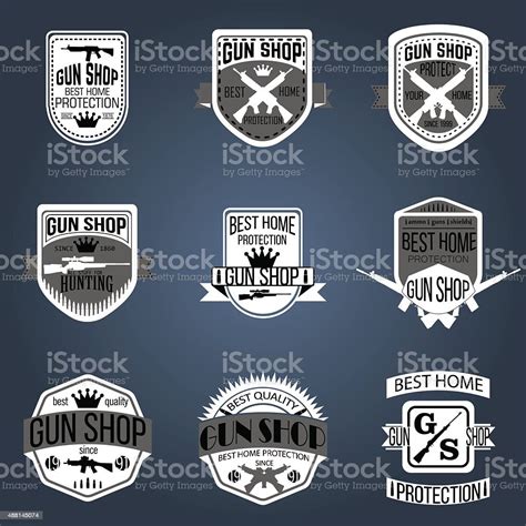 Gun Shop Logotypes And Badges Vector Set Stock Illustration Download