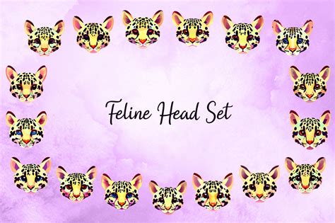 Feline Head Set Graphic By Graphic Genius · Creative Fabrica
