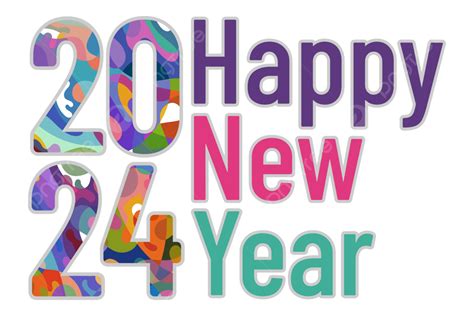 2024 In Colorful Fluid Style Happy New Year Text Lettering 2024 New