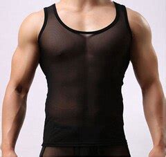 Mens Sexy Mesh Vest Transparent Tank Top Sleeveless Shirt For Gym Yoga