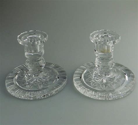 Antique Cut Glass A Very Good Pair Glass Table Candlesticks C 1930 S Antiques Co Uk