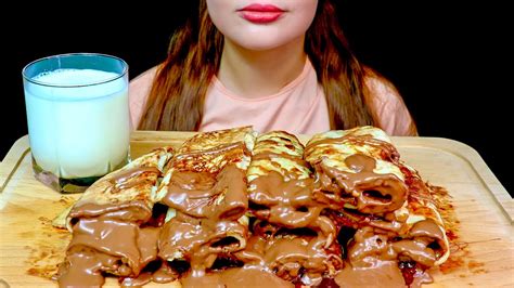 Asmr Nutella Crepes Mukbang Eating Sounds Youtube