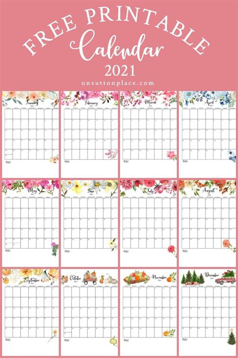 2021 Free Printable Monthly Calendar And Planner Pages Custom Calendar
