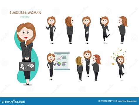 Mujer De Negocios Vector Collectio Bonito Del Personaje De Dibujos