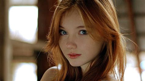 Hd Wallpaper Olesya Kharitonova Women Blue Eyes Model Face Redhead