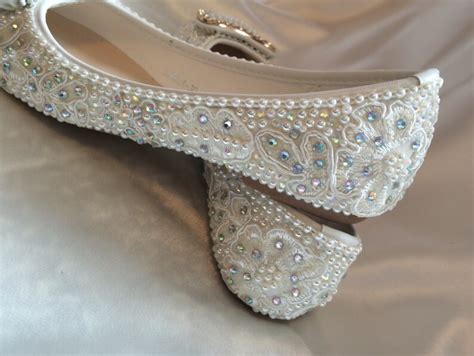 Wedding Shoes Bridal Flats Beaded Rhinestones Hand Embellished Etsy