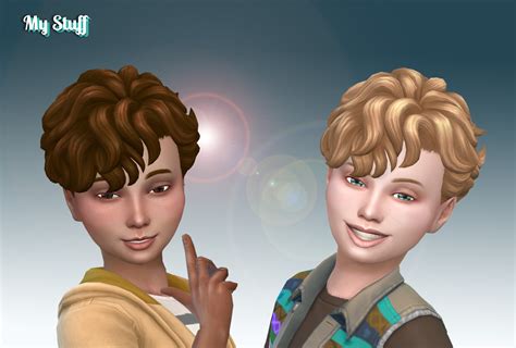 Mystufforigin Mid Curly Hai Retextured For Boys ~ Sims 4