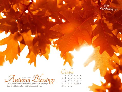 Oct 2012 Autumn Blessings Desktop Calendar Free October