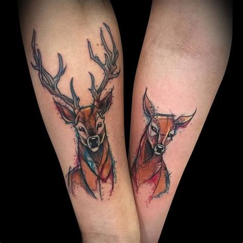 Lovely Deer Couple Tattoo By César Castillo Marquez Boulderinn Couples