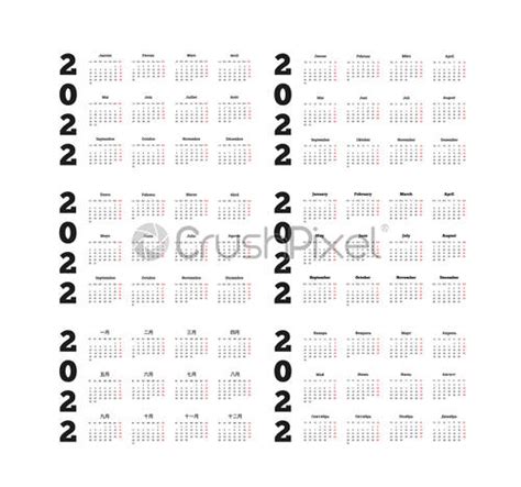 Conjunto De 2021 Años Calendarios Verticales Simples En Diferentes