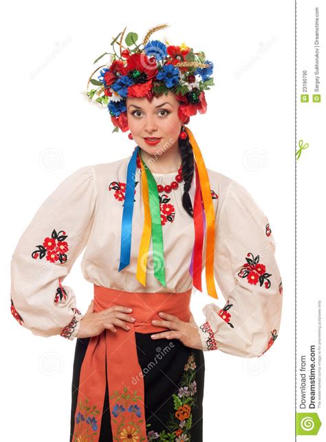 mulher nova na roupa nacional ucraniana foto de stock imagem de pessoa flores 23190790