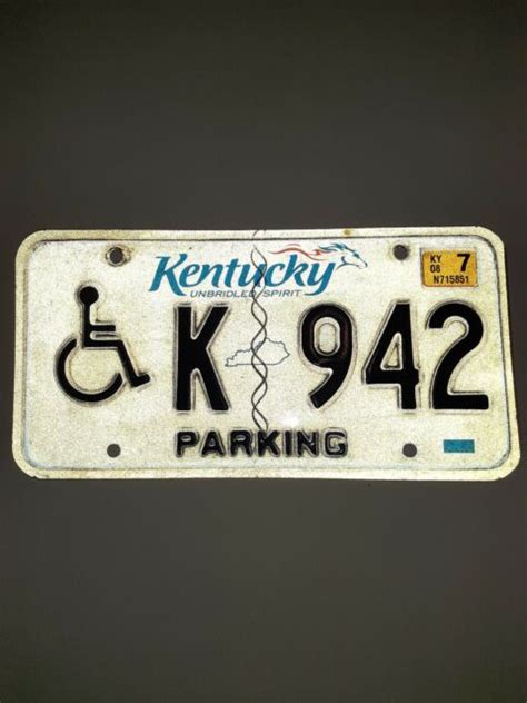 2008 Kentucky Handicap Parking License Plate K 942 Unbridled Spirit