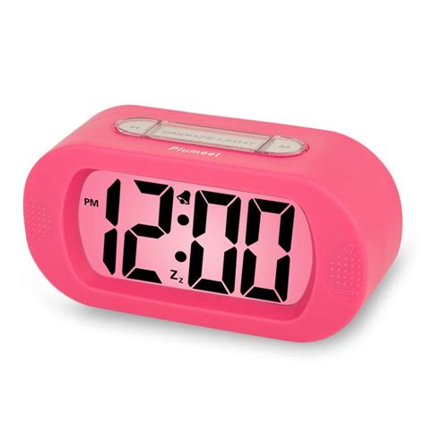 Pink Alarm Clock Girls Bedroom Decor Silicone Cover Lcd Battery Powered