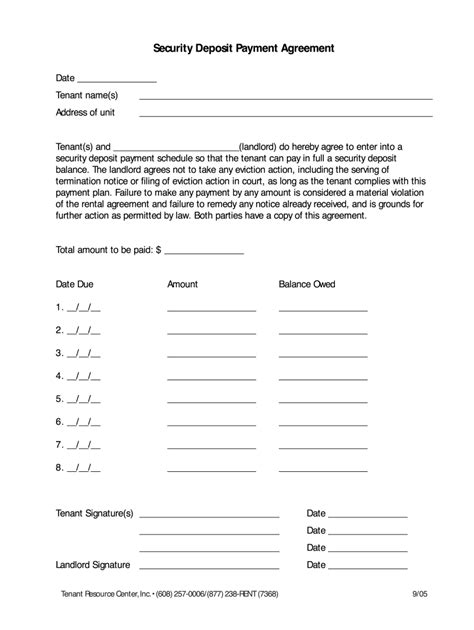 Deposit Payment Agreement Fill Online Printable Fillable Blank