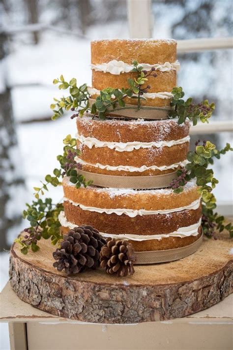 Mariage Theme Hiver Wedding Cake Bois Incroyables Naked Cakes D Hiver Pour Mon Dessert De