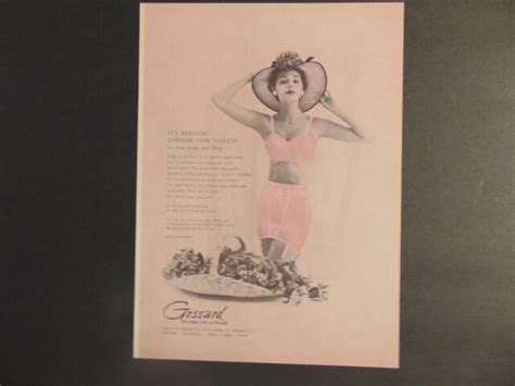 1955 Gossard Pink Bra And Girdle Set The Youthful Line Vintage Art Print