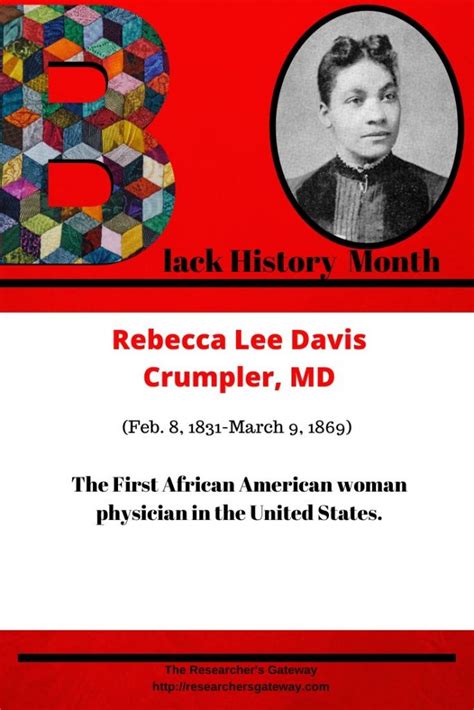 Black History Month Rebecca Davis Lee Crumpler Md ~ The Researchers Gateway