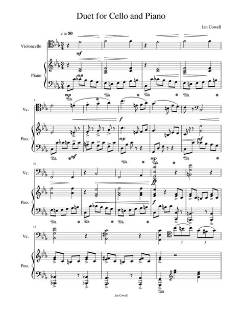 Duet For Cello And Piano Sheet Music For Piano Cello Solo Download And Print In Pdf Or Midi