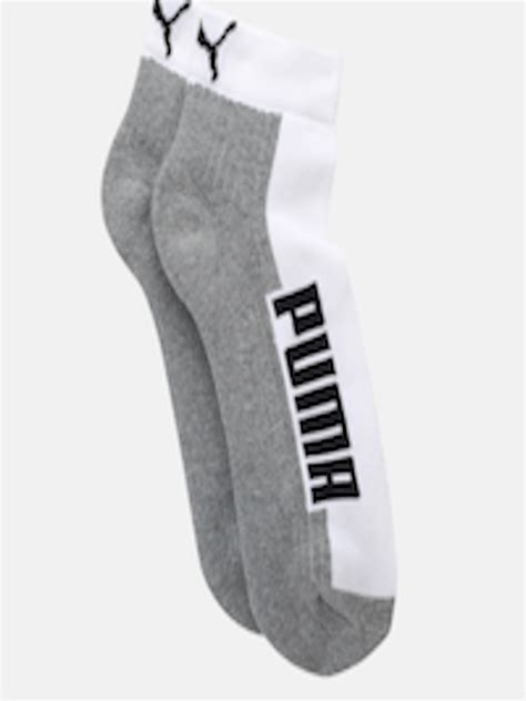 Buy Puma Adults White And Grey Pack Of 2 Colourblocked Ankle Length Socks
