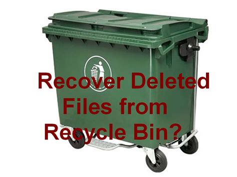 Know better about recycle bin and file deletion purposes. Recovery Of Deleted Files From Recycle Bin