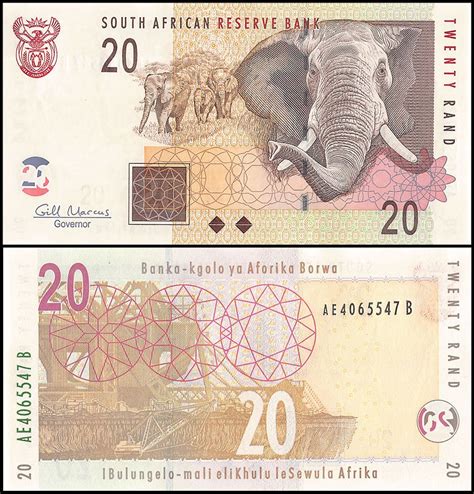 South Africa 20 Rand 2009 P 129b Unc Elephant