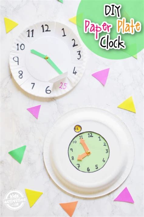 Diy Paper Plate Clock Craft For Kids Learning How To Tell Time Kids