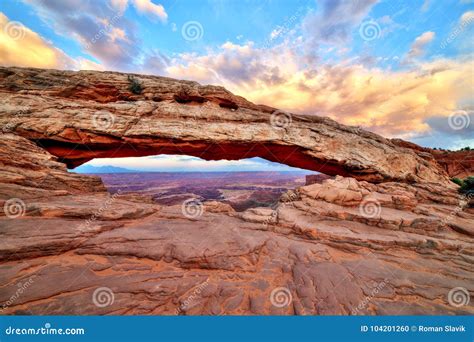 Mesa Arch At Sunset Canyonlands National Park Utah Stock Photo