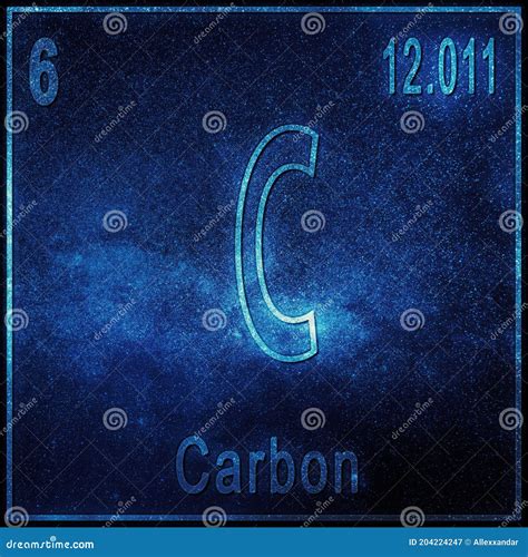 Muestra Del Elemento Químico Del Carbono Con Número Atómico Y El Peso