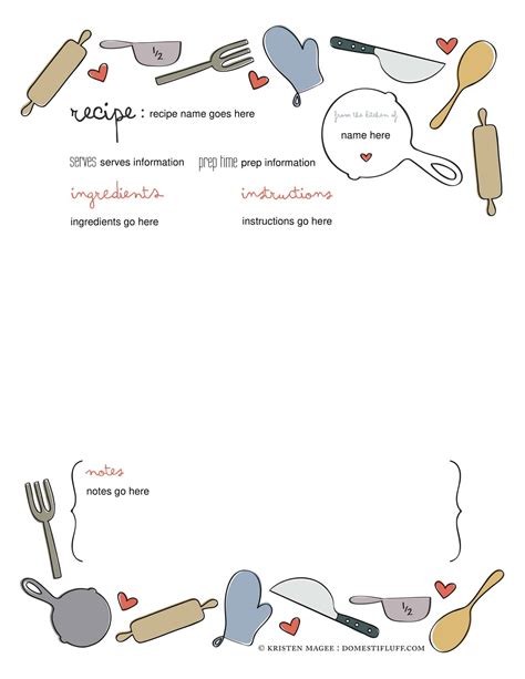 Free Printable Recipe Card Templates To Organize Meals Pdf Word Excel